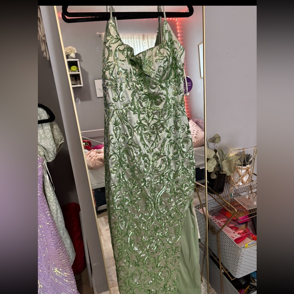 Sage Green Embroidered Prom Dress